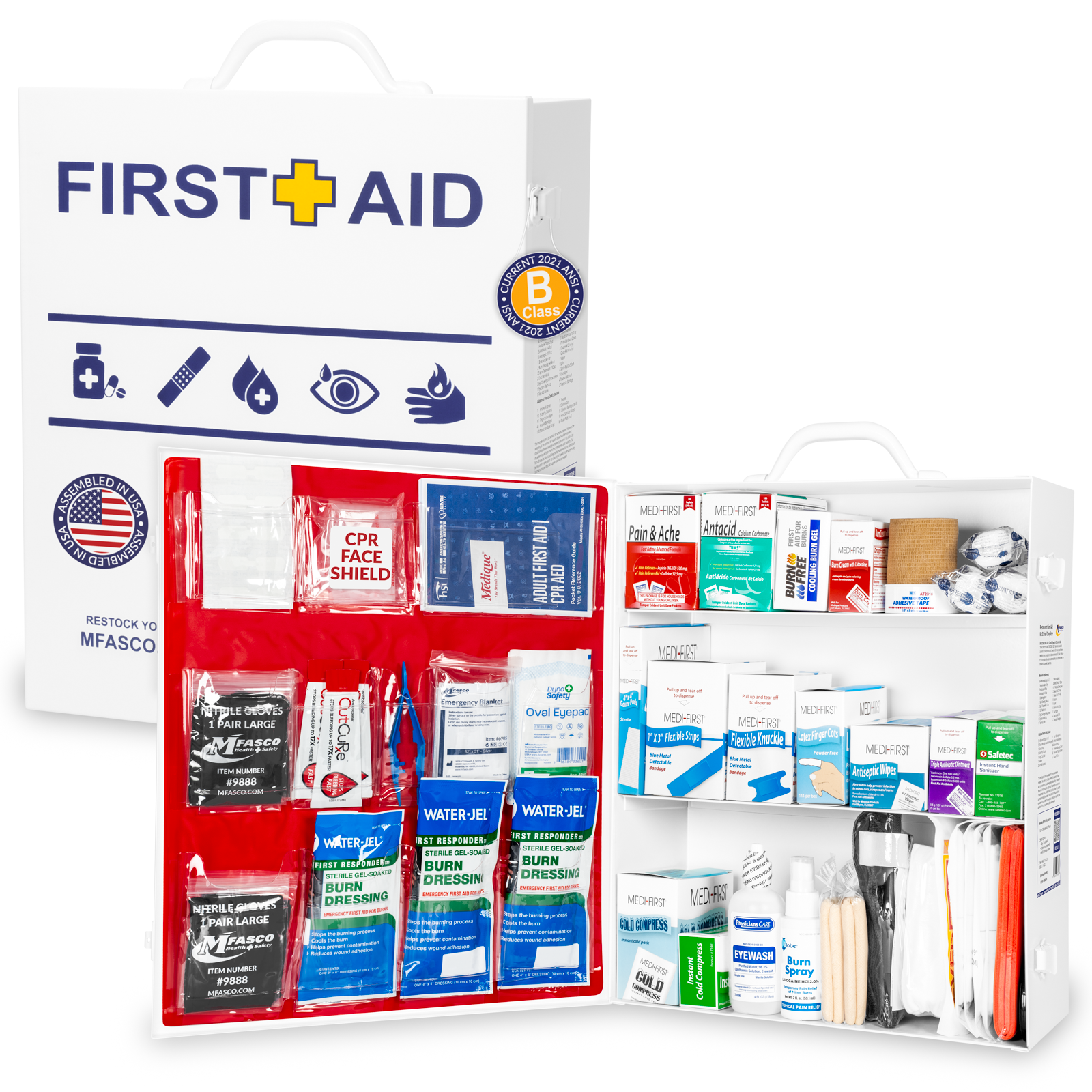 3 Shelf Metal Restaurant First Aid Kit OSHA Class B