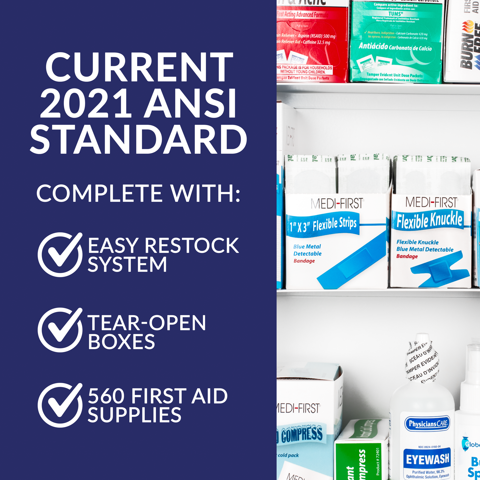 3 Shelf Metal Restaurant First Aid Kit OSHA Class B