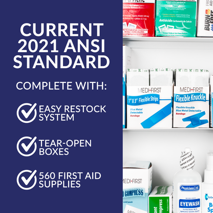 3 Shelf Metal Restaurant First Aid Kit OSHA Class B