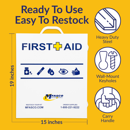 3 Shelf Metal Restaurant First Aid Kit OSHA Class B
