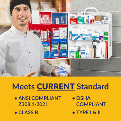 3 Shelf Metal Restaurant First Aid Kit OSHA Class B
