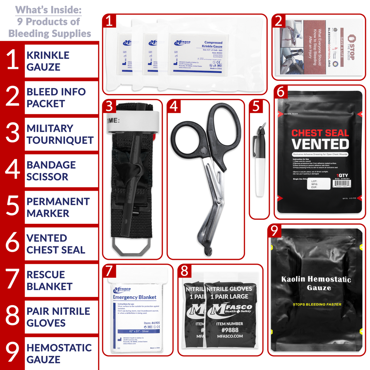 Stop The Bleed Kit Deluxe Plastic Kit 14 PC