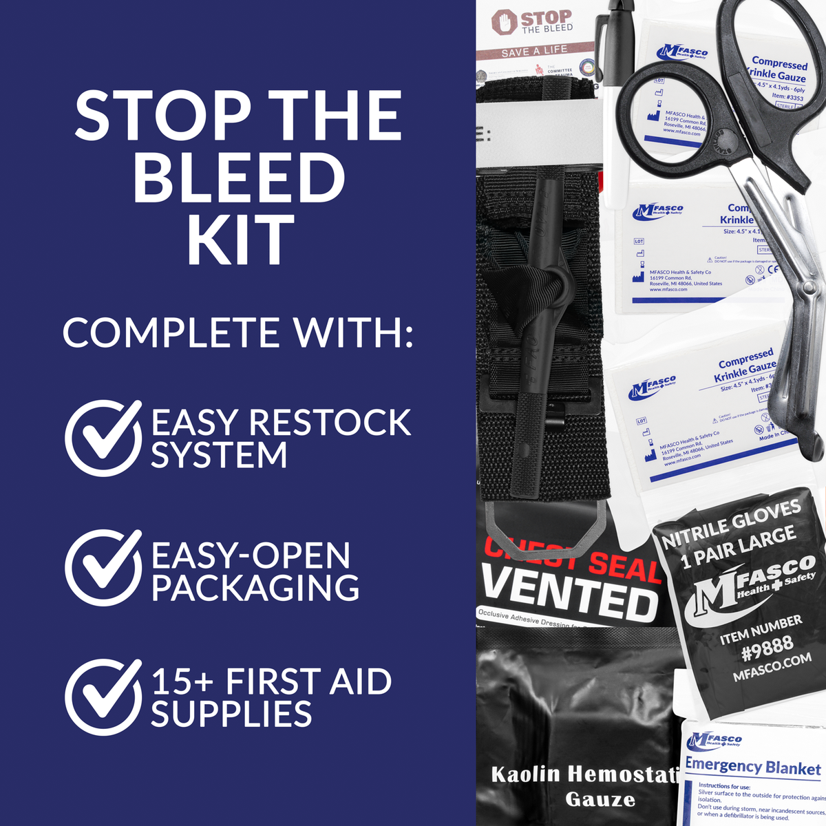 Stop The Bleed Kit Advanced Plastic Case Double Tourniquet & Chest Seals