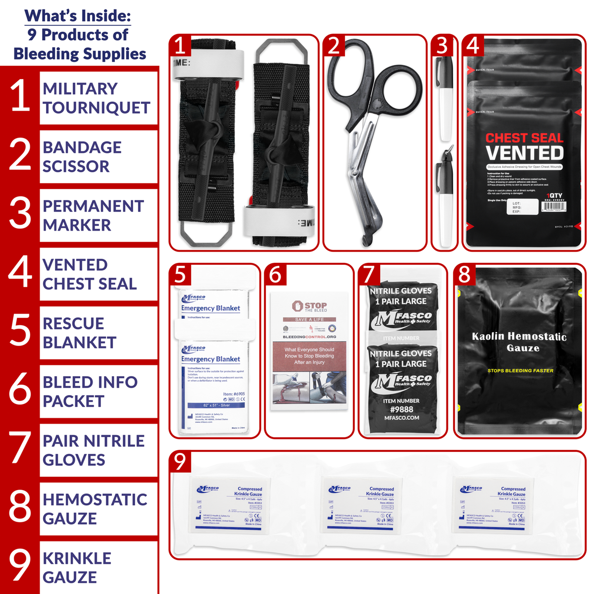 Stop The Bleed Kit Advanced Plastic Case Double Tourniquet & Chest Seals