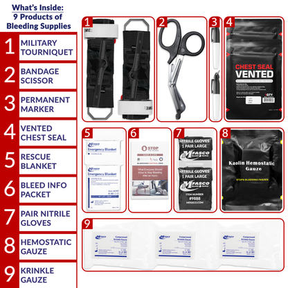 Stop The Bleed Kit Advanced Plastic Case Double Tourniquet & Chest Seals