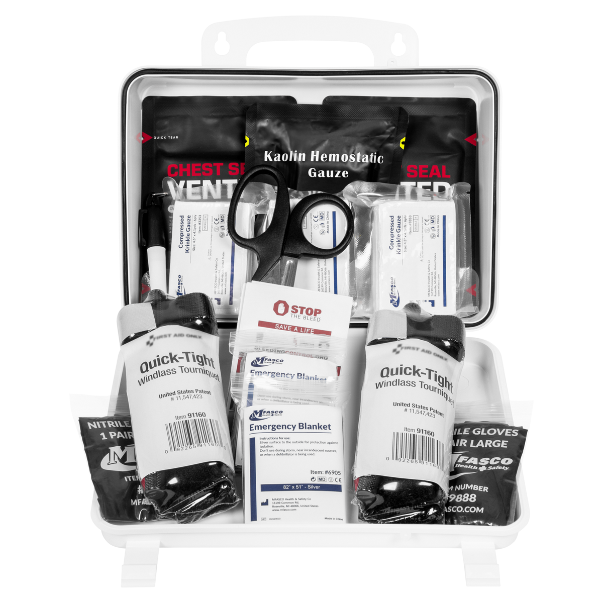 Stop The Bleed Kit Advanced Plastic Case Double Tourniquet & Chest Seals
