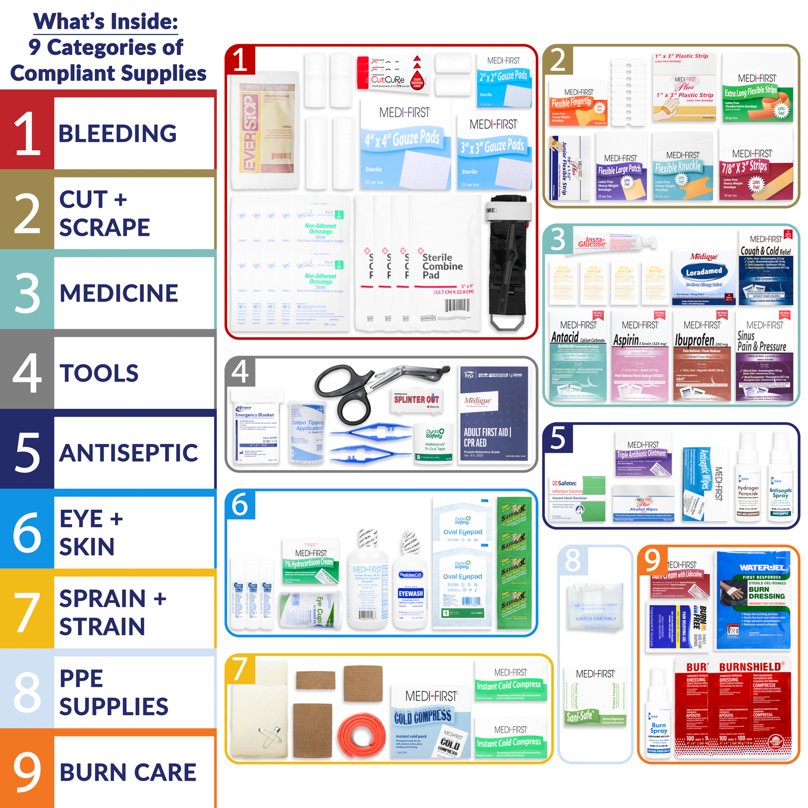 First Aid Kit 5 Shelf Deluxe OSHA Fill