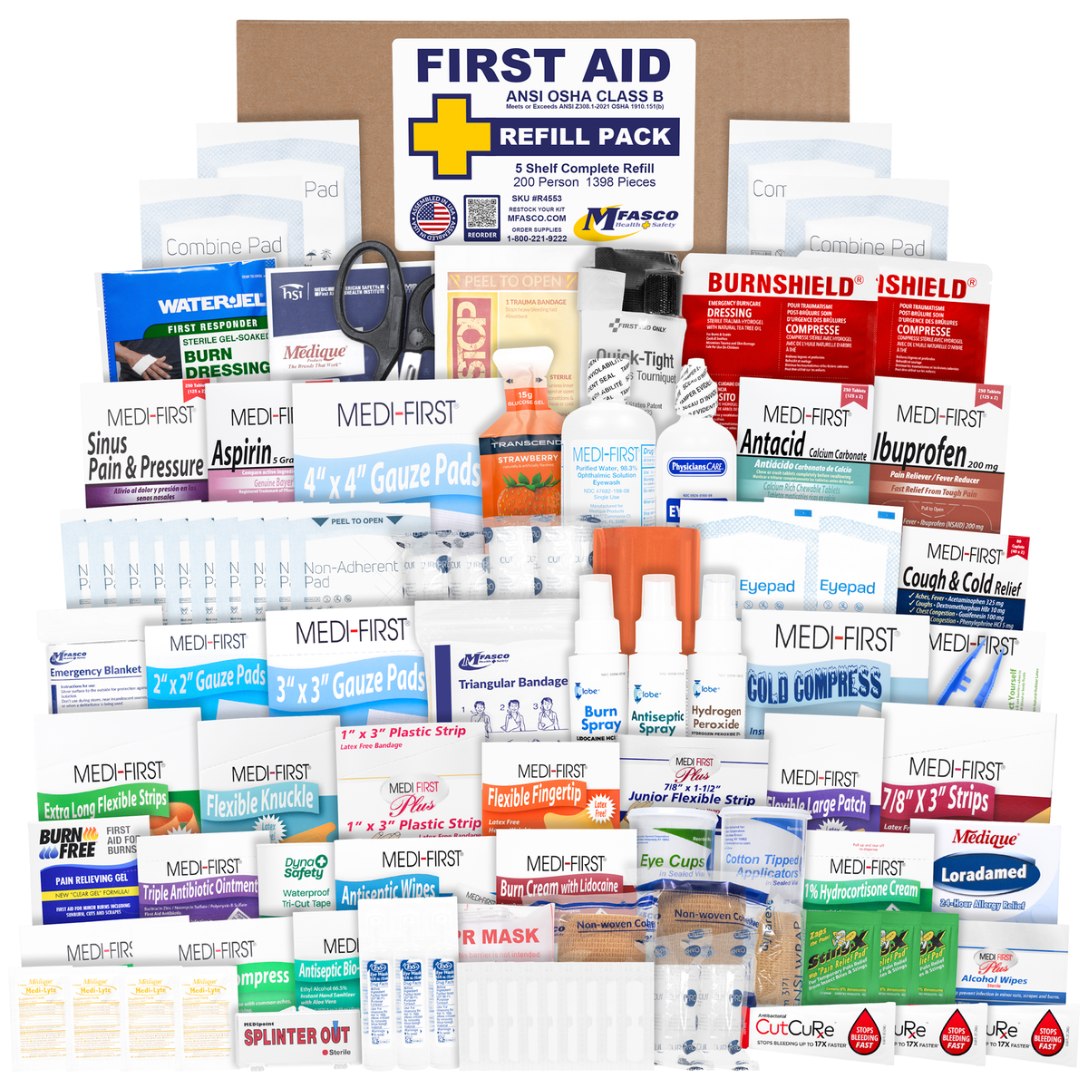 Xlarge First Aid Kit Refill Pack 1398 Pieces | MFASCO Health & Safety