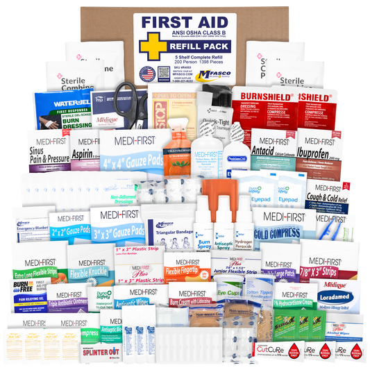 Extra Large 5 Shelf First Aid Kit Refill Pack 1398 Piece Includes Medications