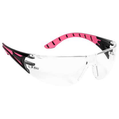 Endeavor Safety Glass Pink Temples Clear Lens