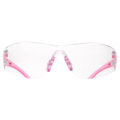 Optima Safety Glass Pink Frame Clear Lens Each