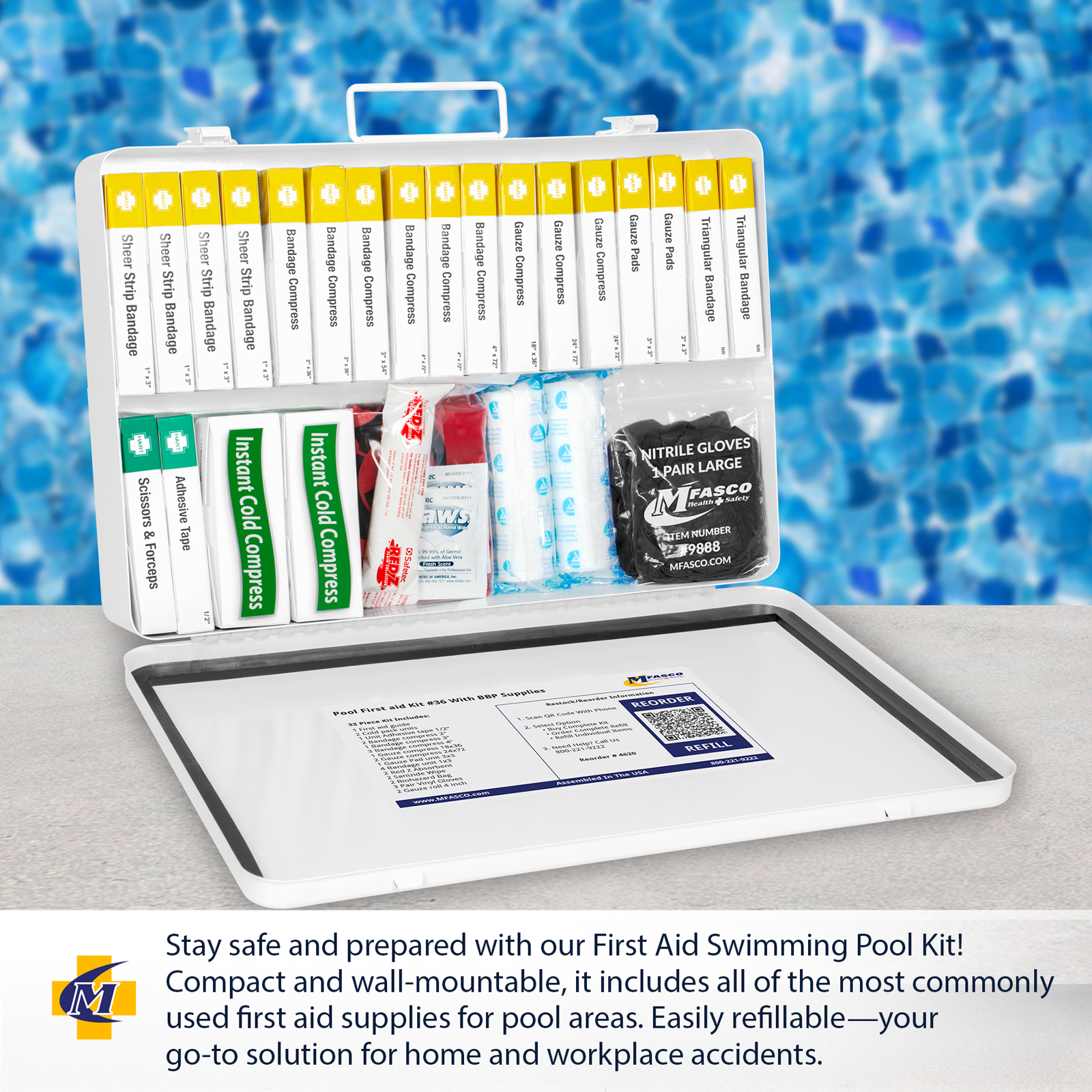 Pool First aid Kit #36 With BBP Supplies