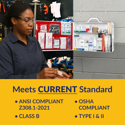 OSHA Class B Essentials First Aid Kit 2 Shelf Metal
