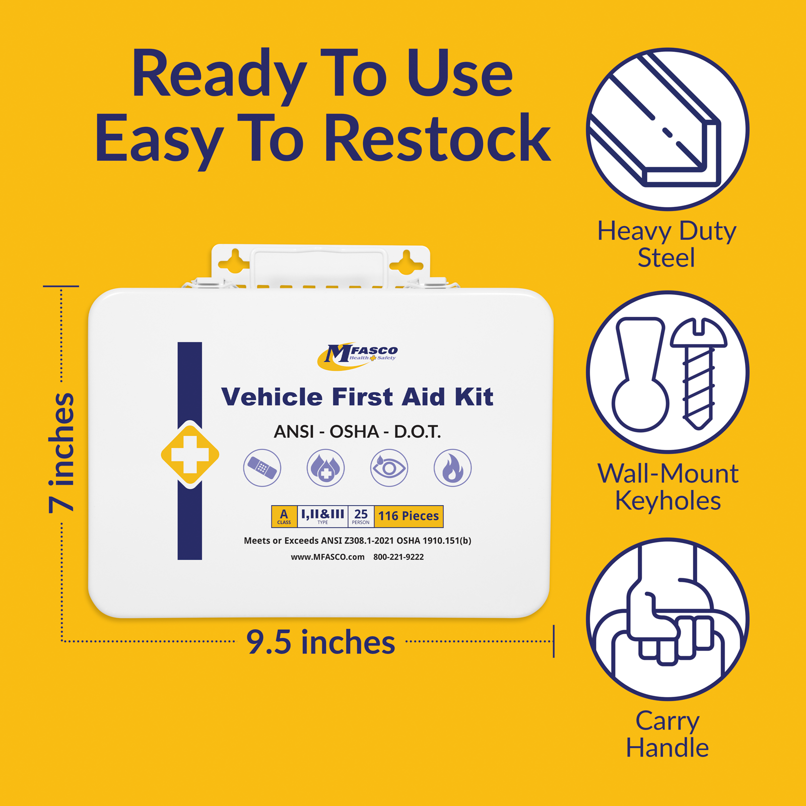 First Aid Kit #16 Metal DOT ANSI Class A