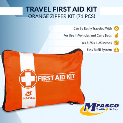 First Aid Kit Orange Zippered Pouch by MFASCO