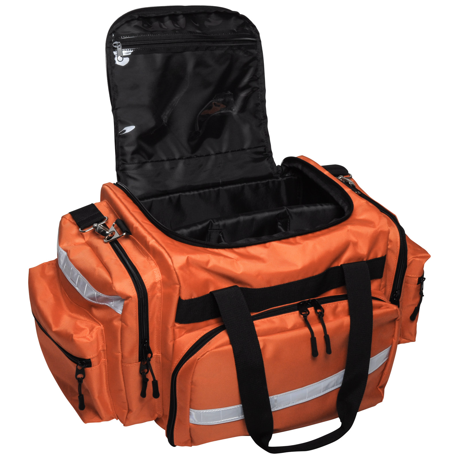 Emergency Trauma Bag Orange With Handles Zipper Closure Empty
