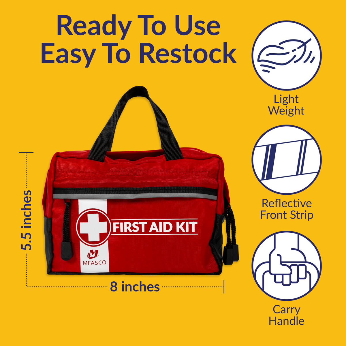 Personal First Aid Bag With GO Packs Red Bag With Handles