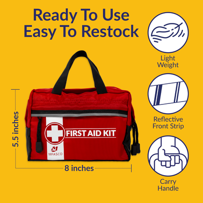 Personal First Aid Bag With GO Packs Red Bag With Handles