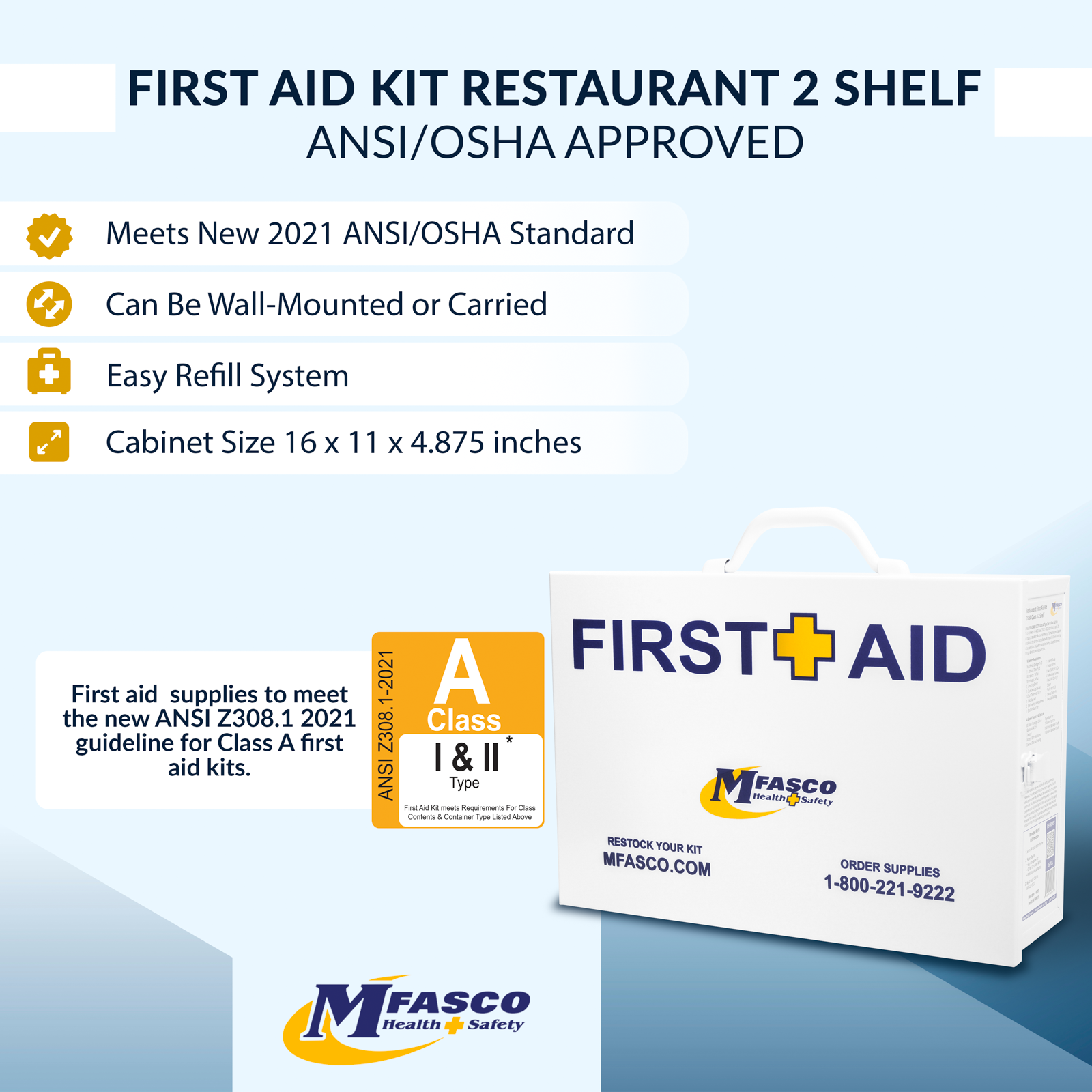 Restaurant First Aid Kit 2 Shelf Class A