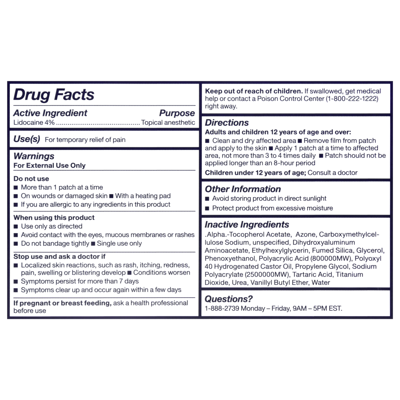 Pain Patch Lidocaine (5/Bx)