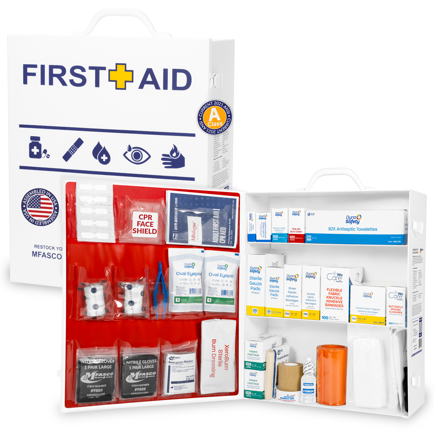 Workplace OSHA Class A Metal 3 Shelf First Aid Kit Dynasafety