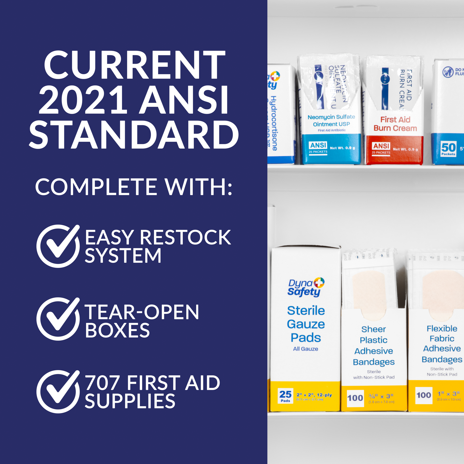 Workplace OSHA Class A Metal 3 Shelf First Aid Kit Dynasafety