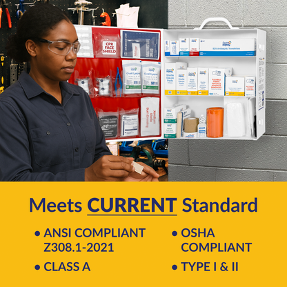 Workplace OSHA Class A Metal 3 Shelf First Aid Kit Dynasafety