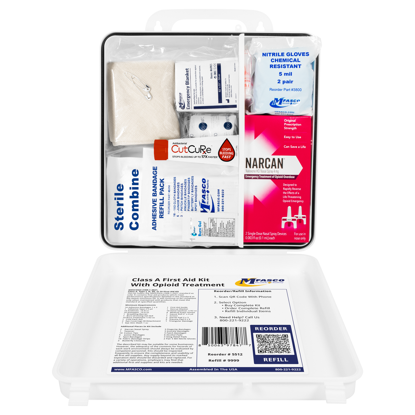 OSHA Class A Plastic First Aid Kit With Opioid Treatment