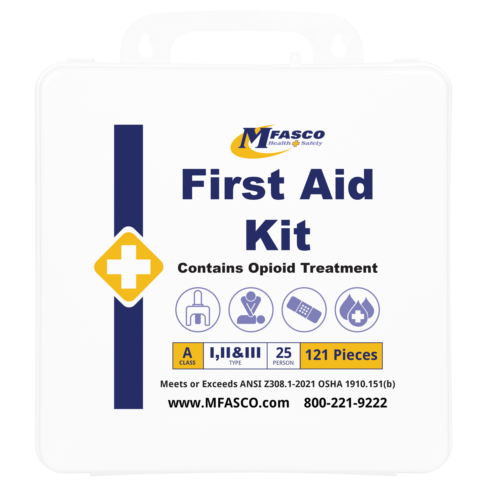 OSHA Class A Plastic First Aid Kit With Opioid Treatment