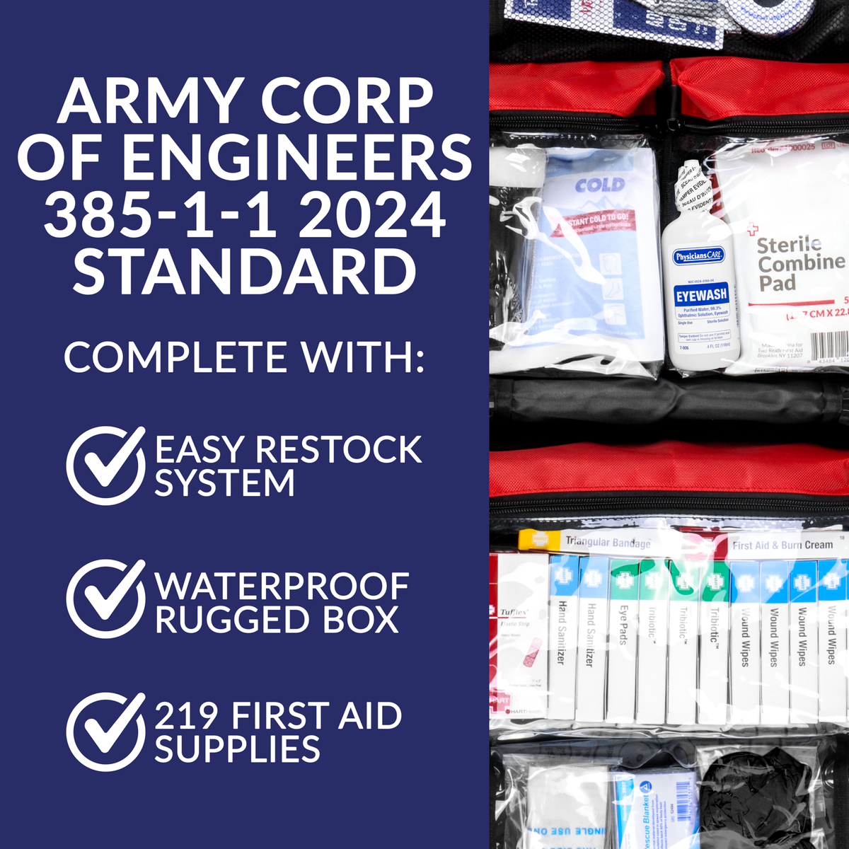 OSHA Class B First Aid Kit EM385-1-1 Red Tote Bag