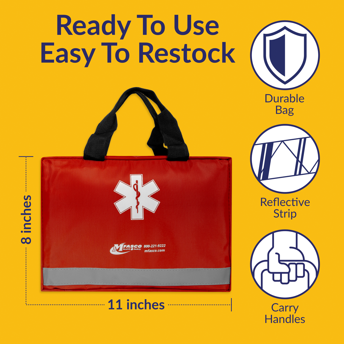 OSHA Class B First Aid Kit EM385-1-1 Red Tote Bag