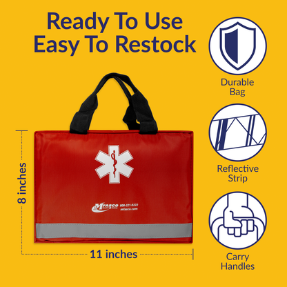 OSHA Class B First Aid Kit EM385-1-1 Red Tote Bag