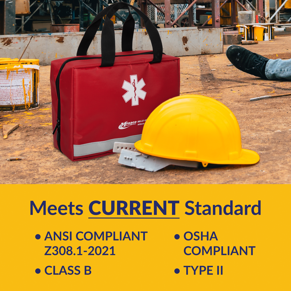 OSHA Class B First Aid Kit EM385-1-1 Red Tote Bag