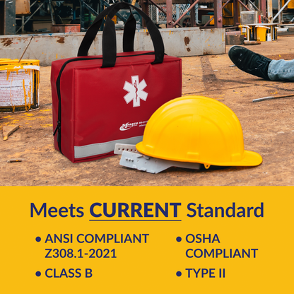 OSHA Class B First Aid Kit EM385-1-1 Red Tote Bag