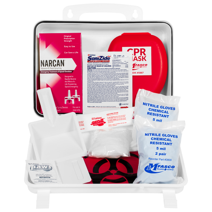 Opioid Overdose Treatment Emergency Kit Deluxe With Cleanup Plastic Case