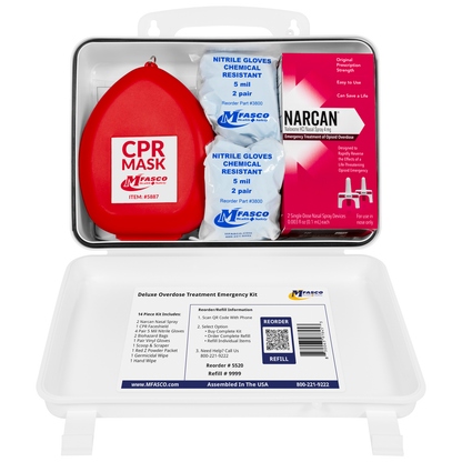 Opioid Overdose Treatment Emergency Kit Deluxe With Cleanup Plastic Case