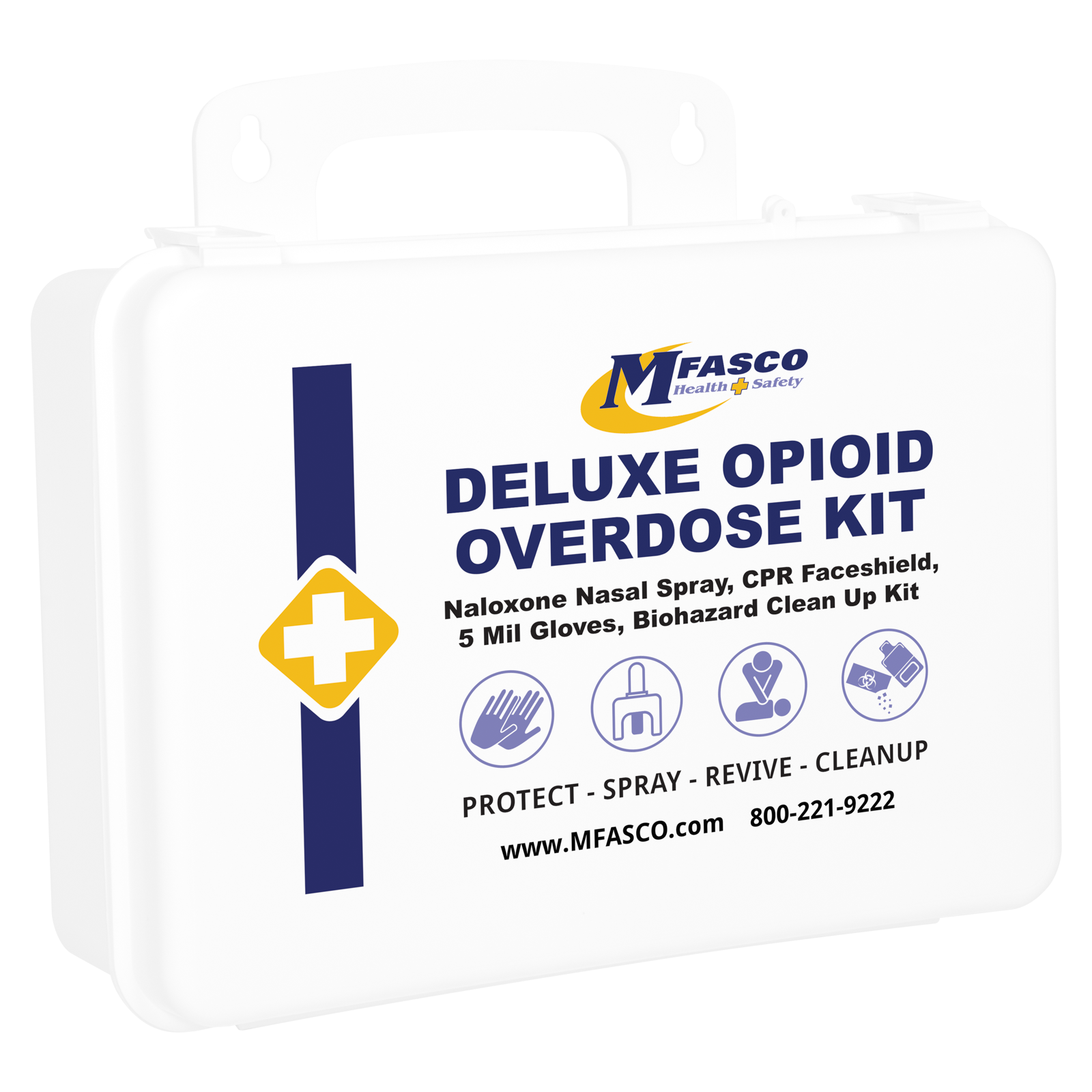 Opioid Overdose Treatment Emergency Kit Deluxe With Cleanup Plastic Case