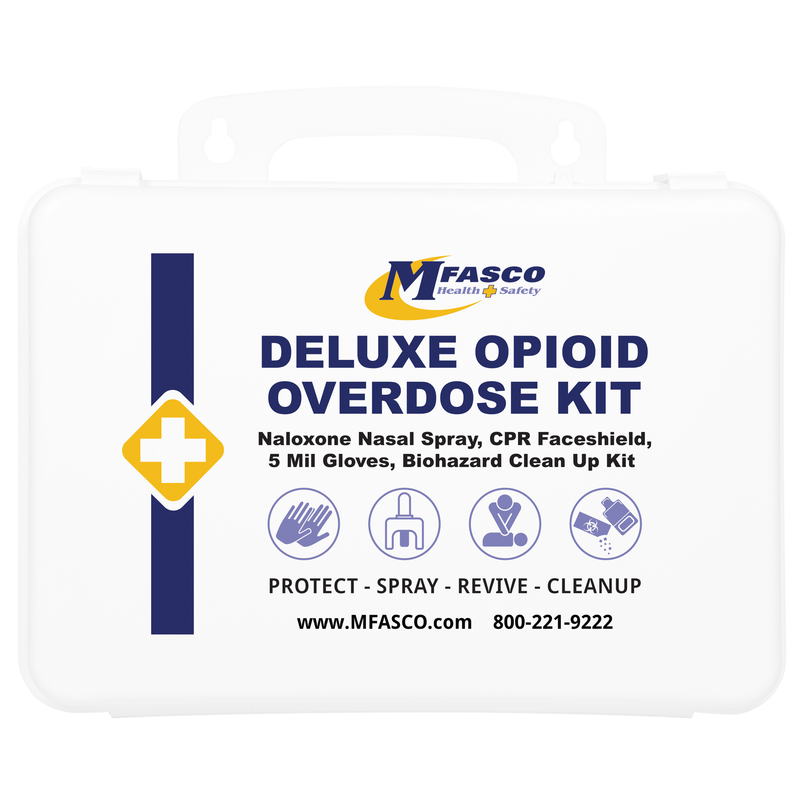 Opioid Overdose Treatment Emergency Kit Deluxe With Cleanup Plastic Case