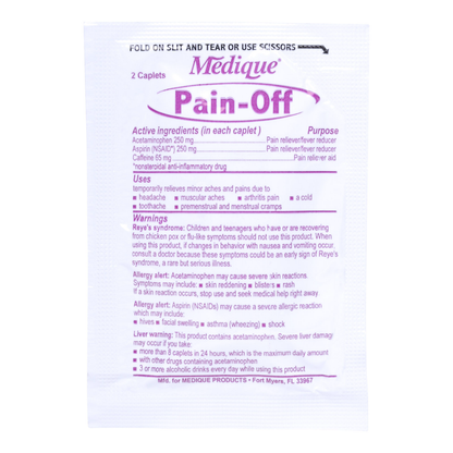 Medique Pain Off Pain Relief Medication Industrial Packets 250 X 2