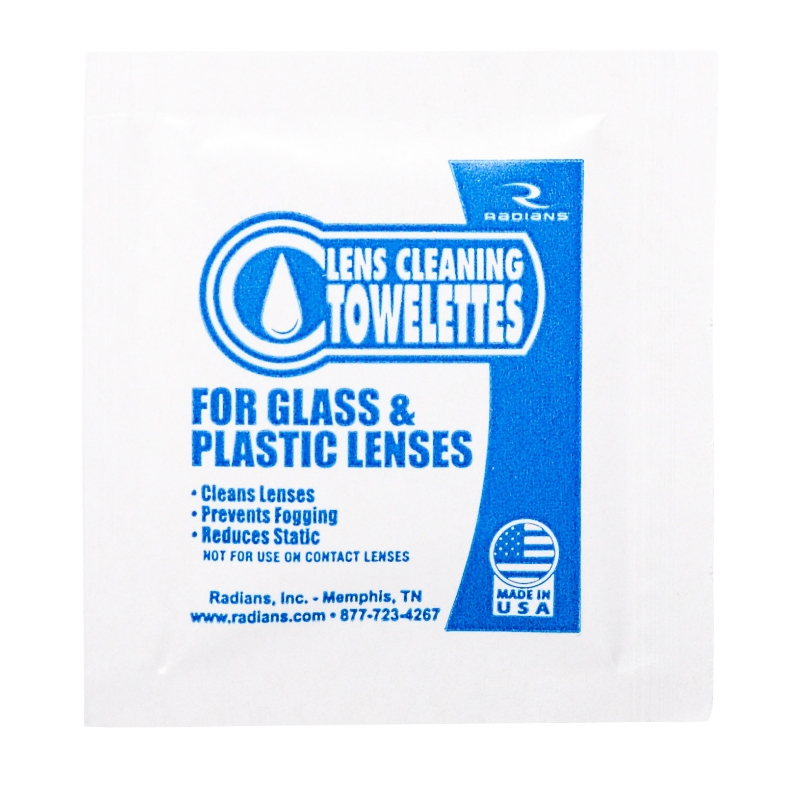 Radians Safety Glass Cleaning Premoistened Towelettes 100/box