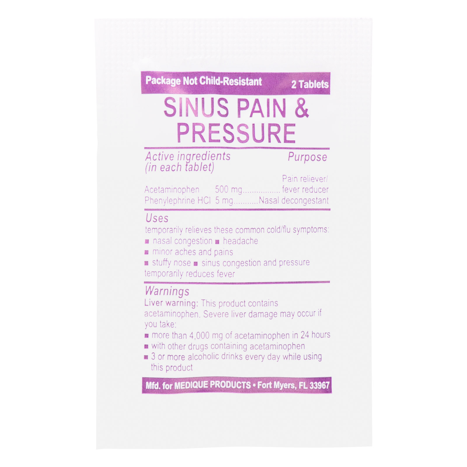 Medifirst Sinus Pain And Pressure Cold & Sinus Medication Packets