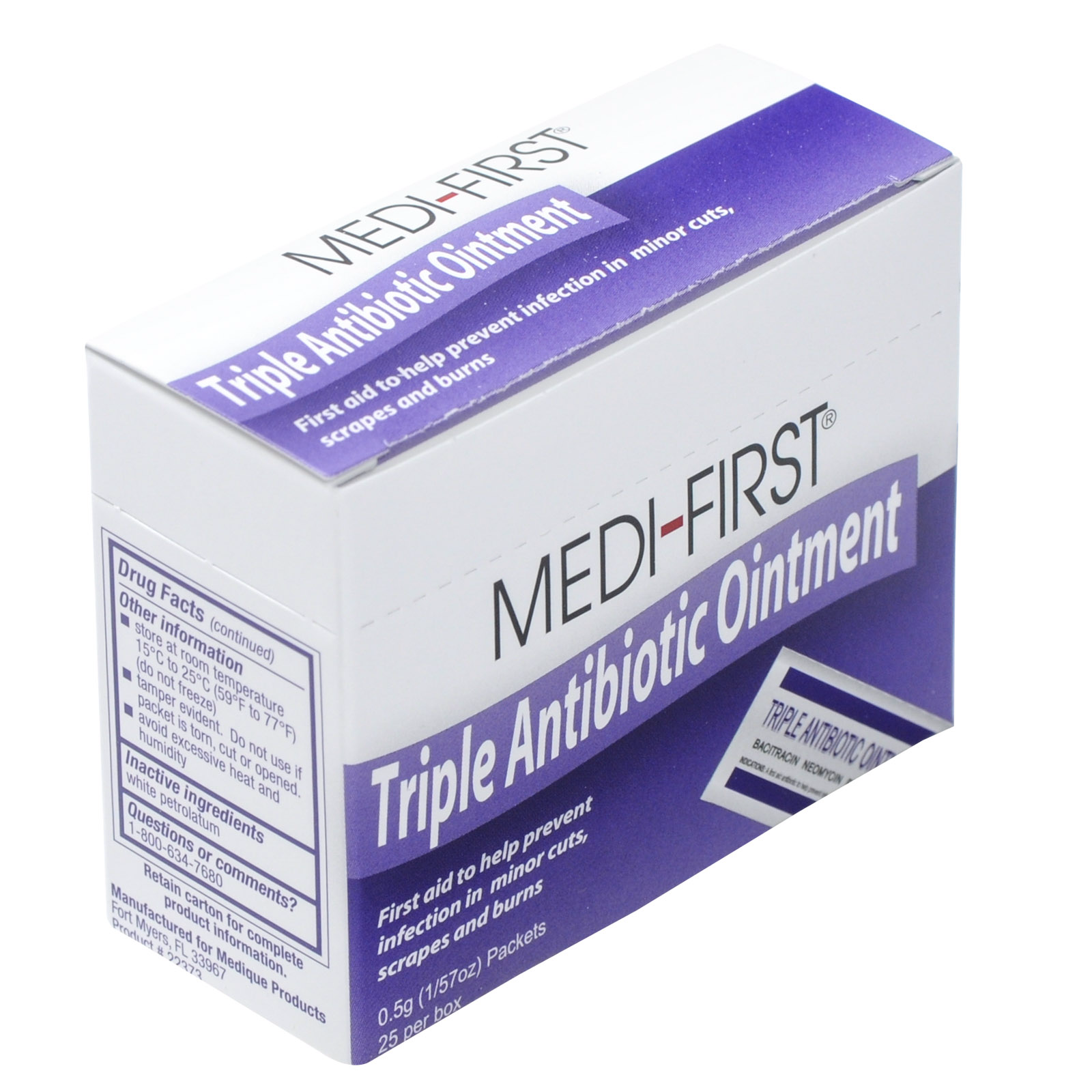 Medi-First Triple Antibiotic Ointment Individual Packets 25/box
