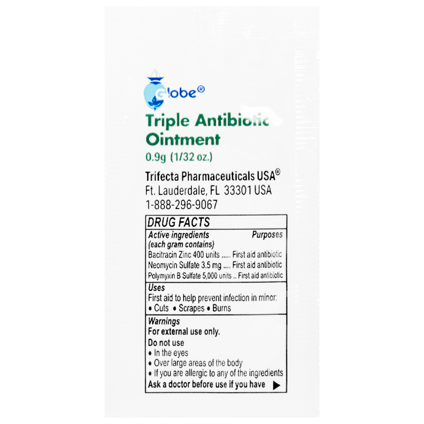 Triple Antibiotic Ointment Packets Globe (25/Bx)