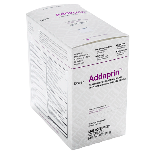 Dover Addaprin Ibuprofen Pain Relief Tablets Industrial Packets 250x 2