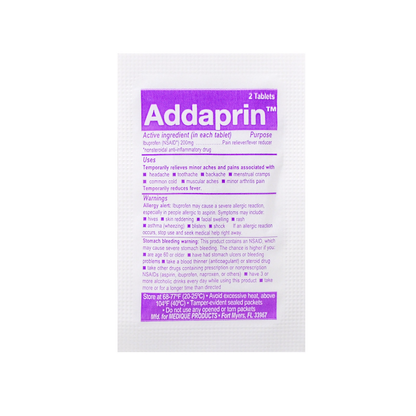 Dover Addaprin Ibuprofen Pain Relief Tablets Industrial Packets 250x 2