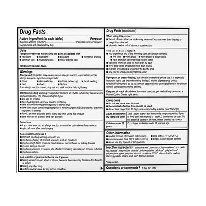 Dover Addaprin Ibuprofen Pain Relief Tablets Industrial Packets 250x 2