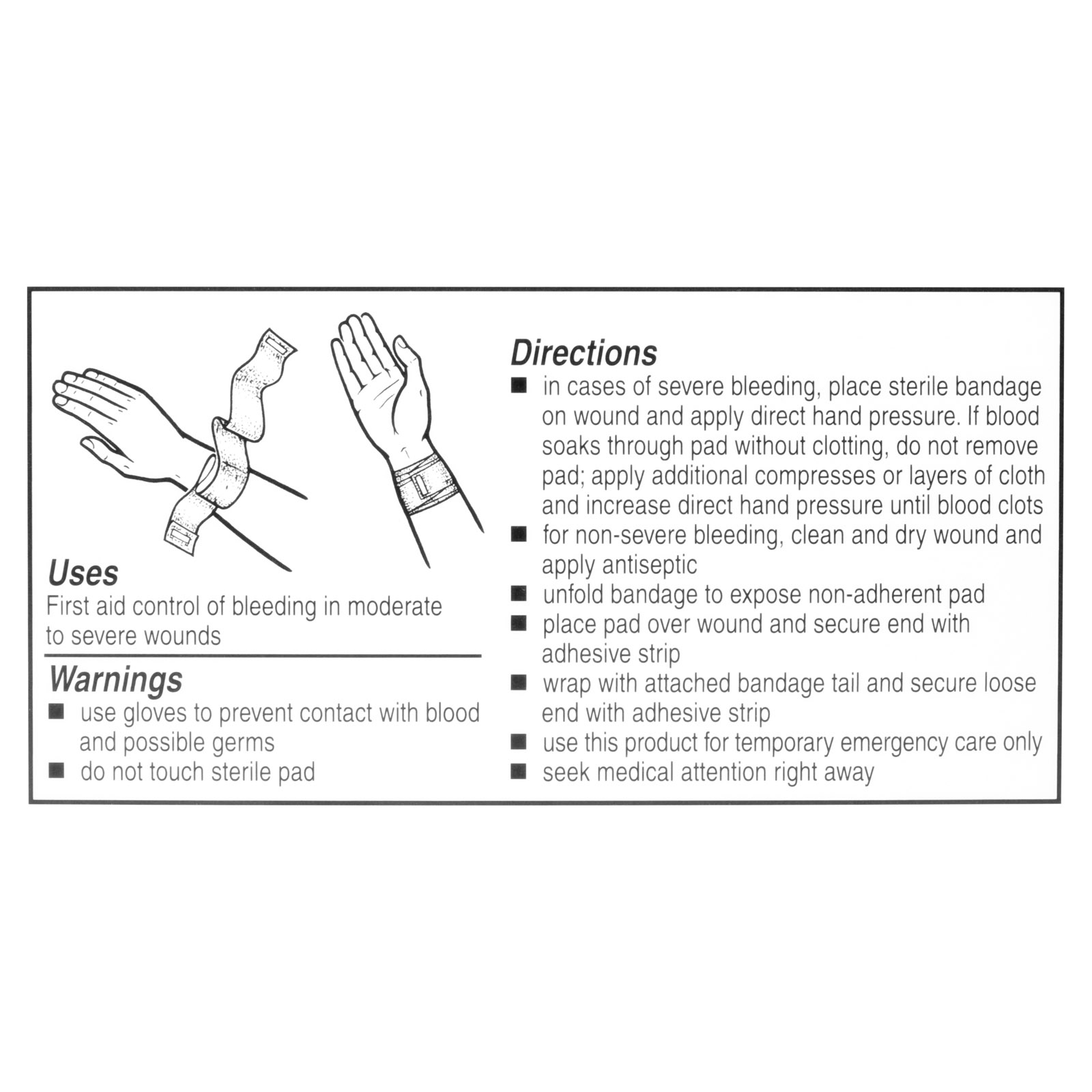 Unitized Kit Refill Bandage Compress First Aid Dressing 4"