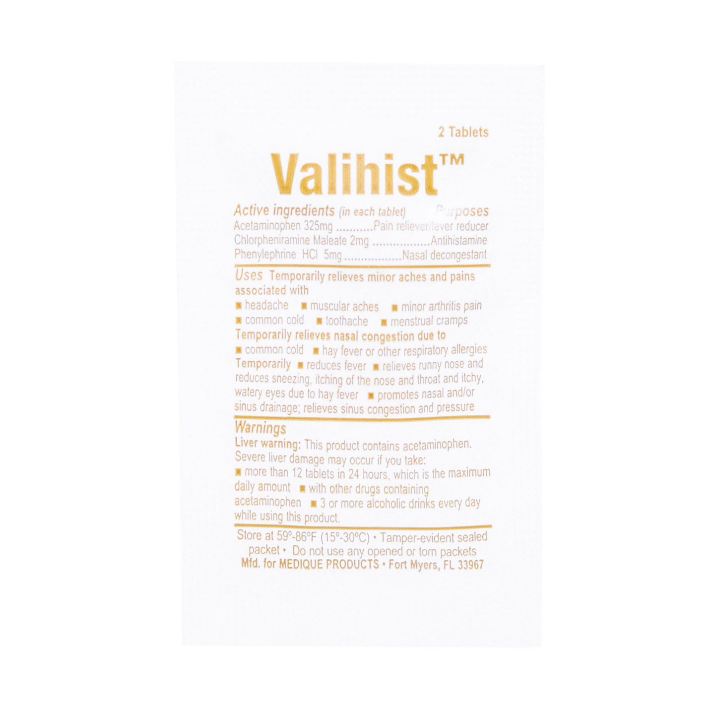 Otis Clapp Valihist Cold & Sinus Relief Industrial Packets 150 X 2