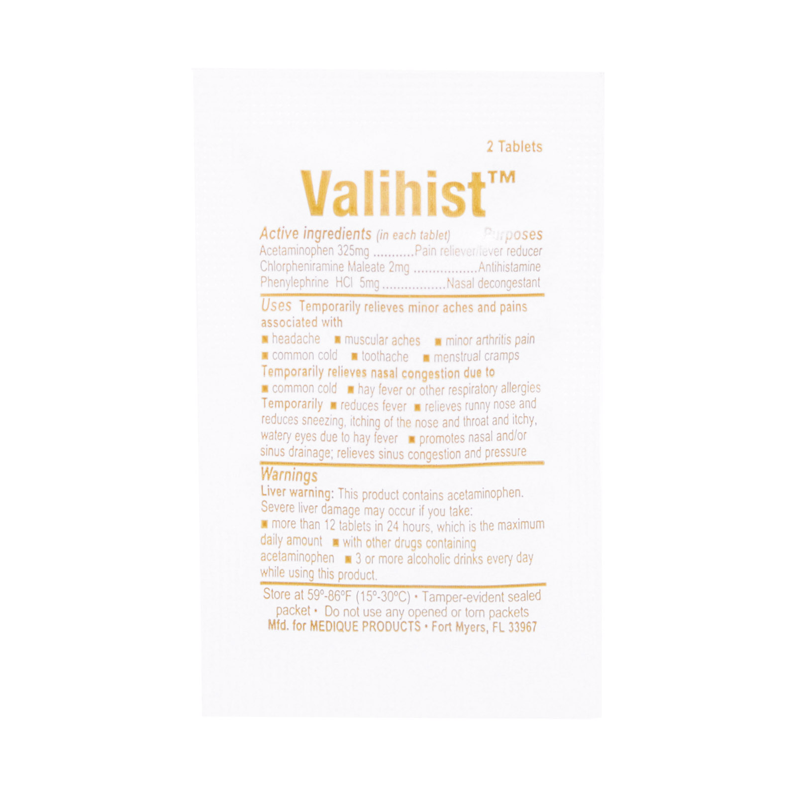 Otis Clapp Valihist Cold & Sinus Relief Industrial Packets 150 X 2