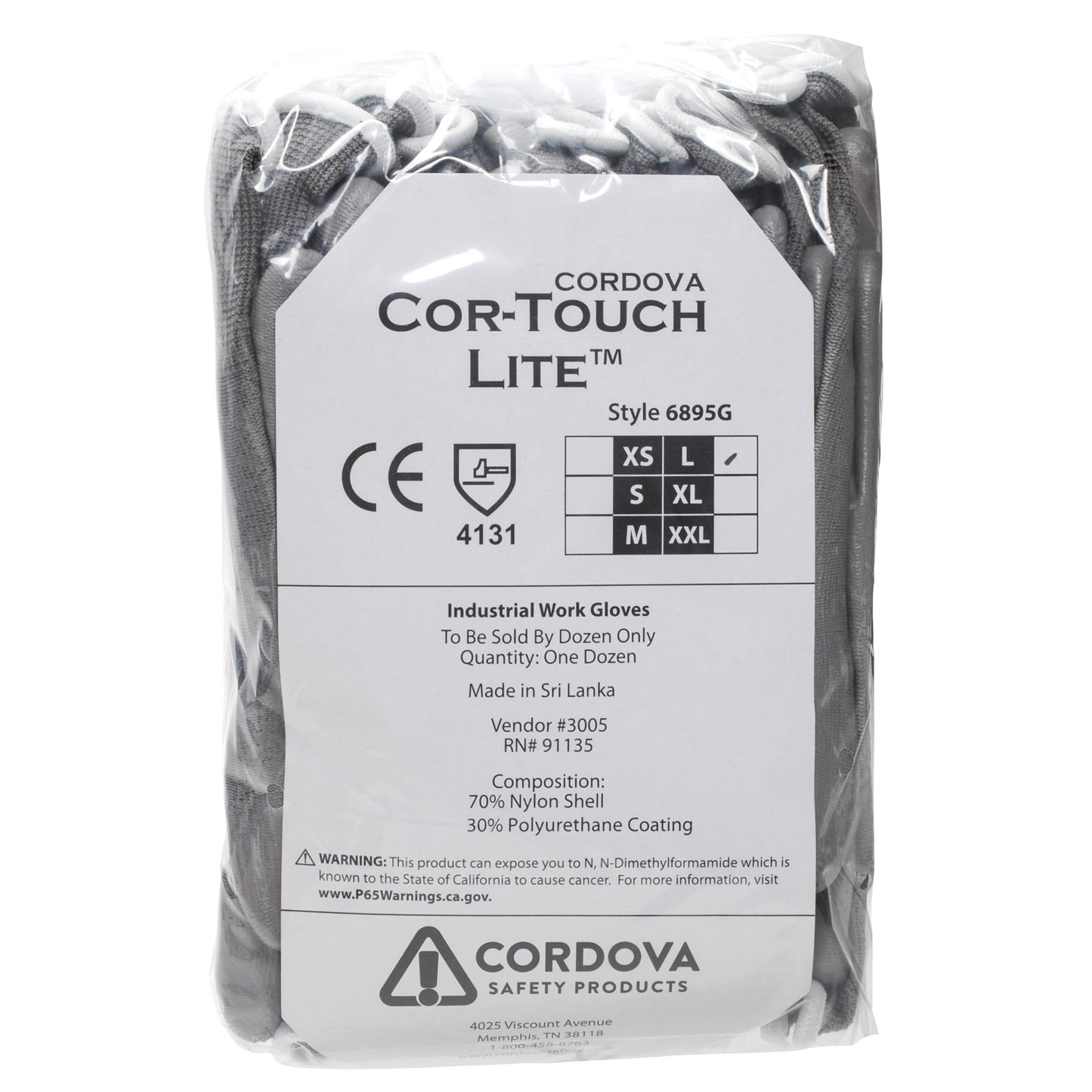 Cordova #6895 Nylon Palm Polyurethane Coated Gloves Dozen